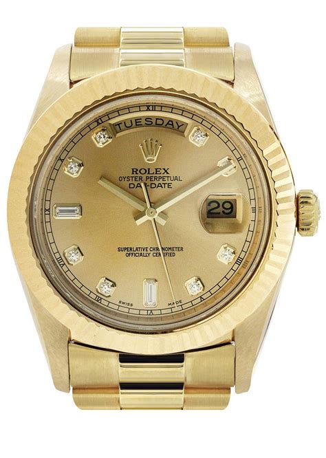 rolex day-date full gold with golden stainless steel|solid gold rolex day date.